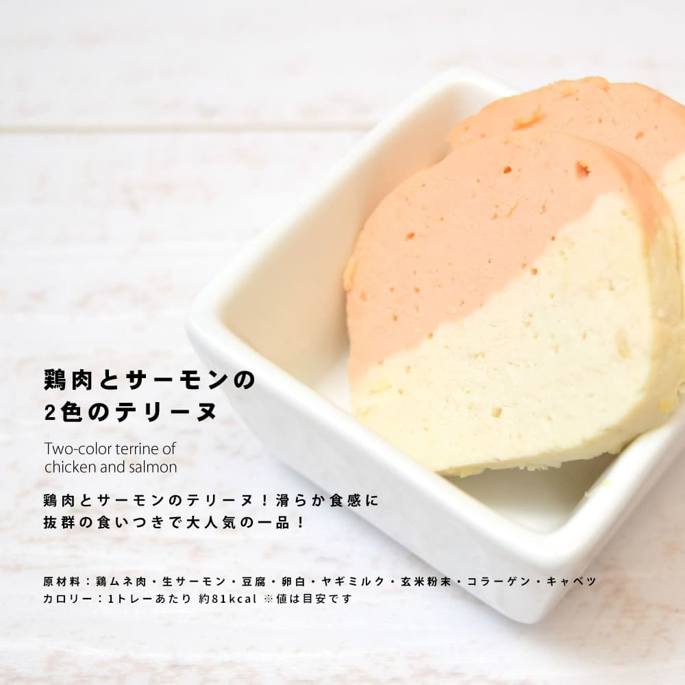 鶏肉とサーモンの2色のテリーヌ